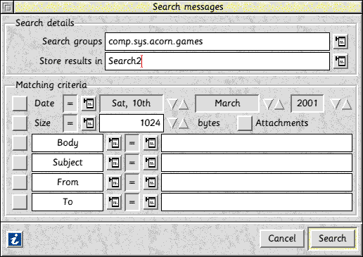 search dialogue