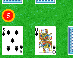 Screenshot showing the
value of the player's cards as 15